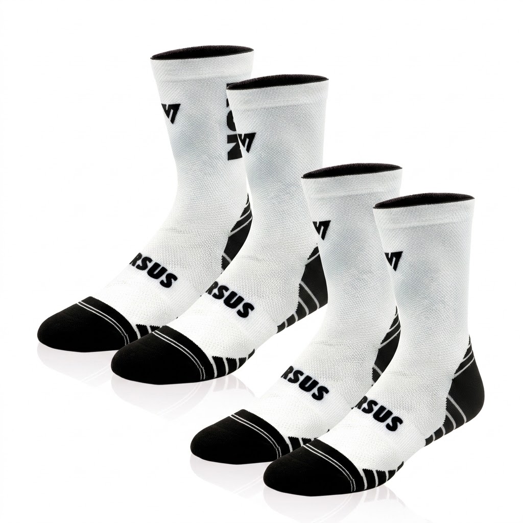 2x Pairs of Unisex RUN White Active Crew Socks
