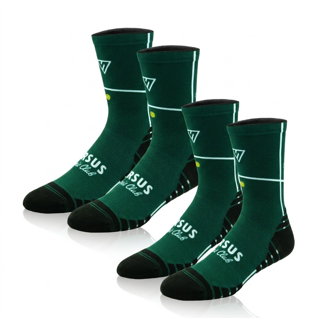2x Pairs of Unisex Retro Tennis Active Crew Socks