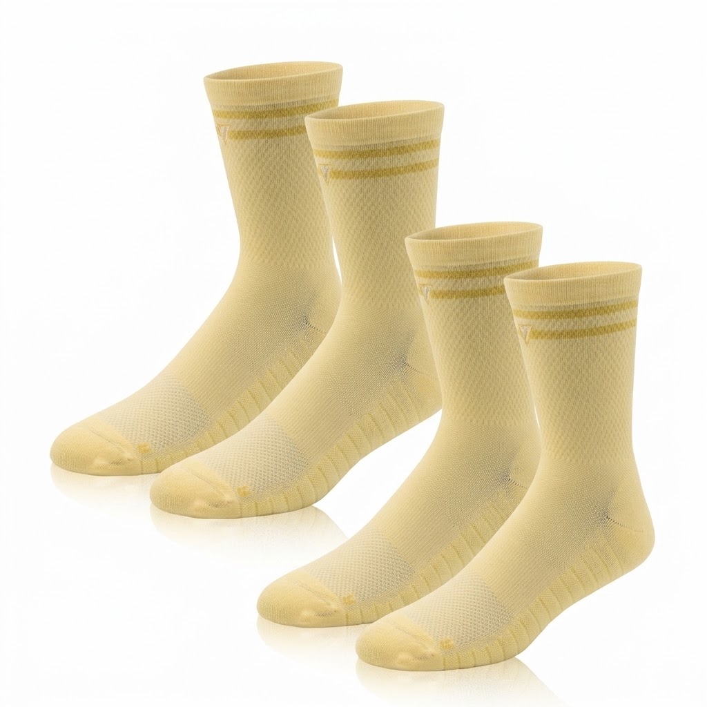 2x Unisex Pairs of Yellow Sunbeam Lifestyle Crew Socks