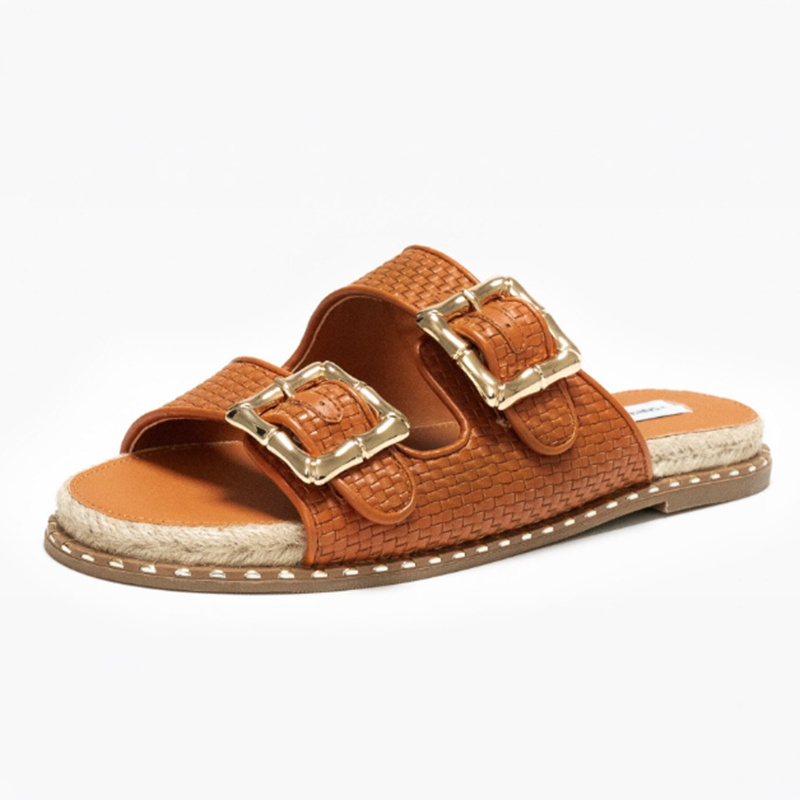 Ladies Woven Double-strap Flat Sandals