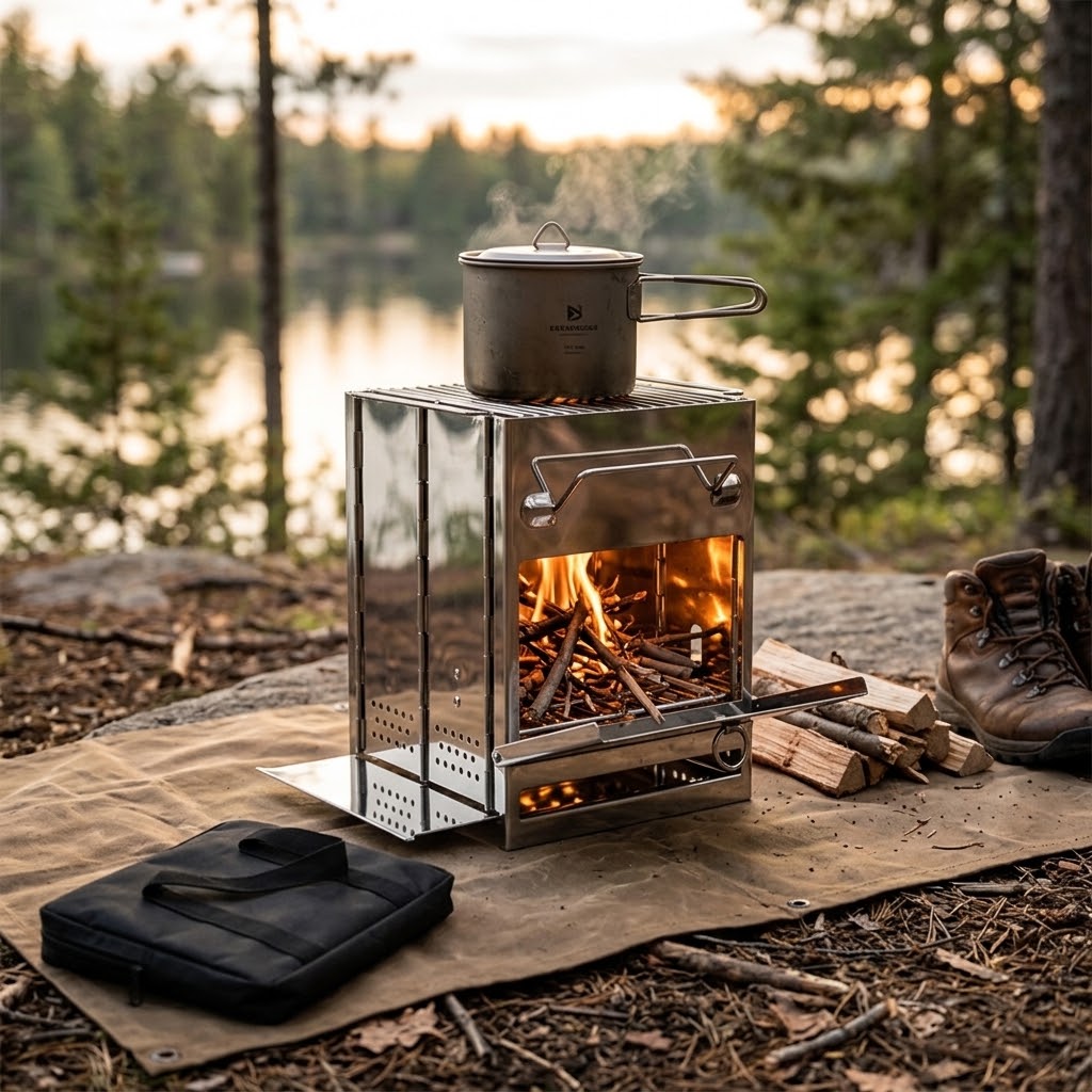 Stainless Steel Camping Stove in Carry Bag