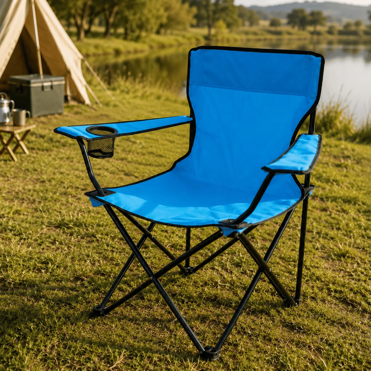 Waterproof Foldable Camping Chair with Cup Holder and Carry Bag