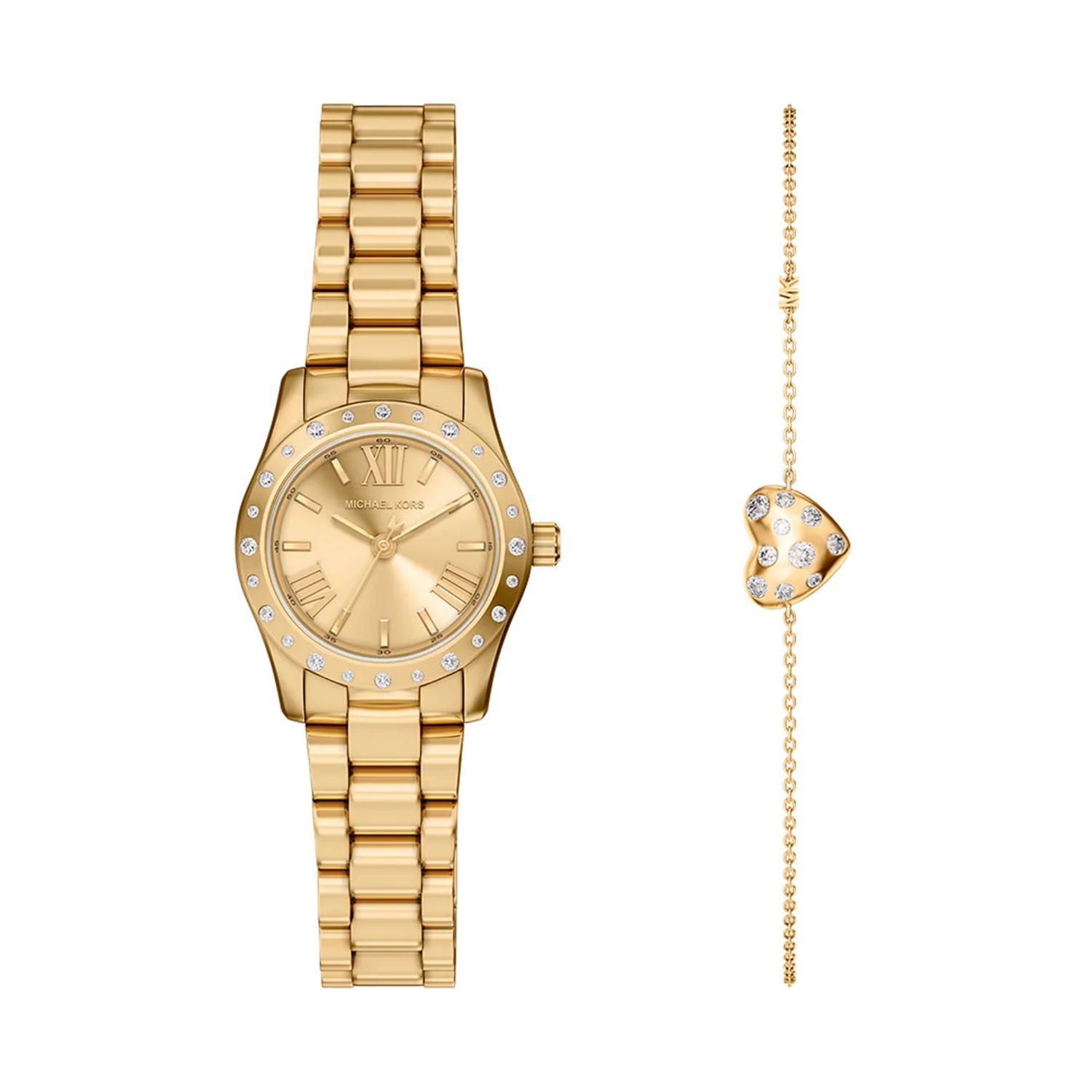 Ladies Three-Hand Stainless Steel Watch and Jewellery Set