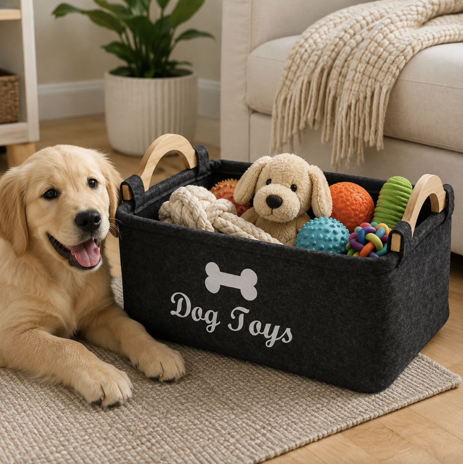 Collapsible Pet Toy Storage Basket