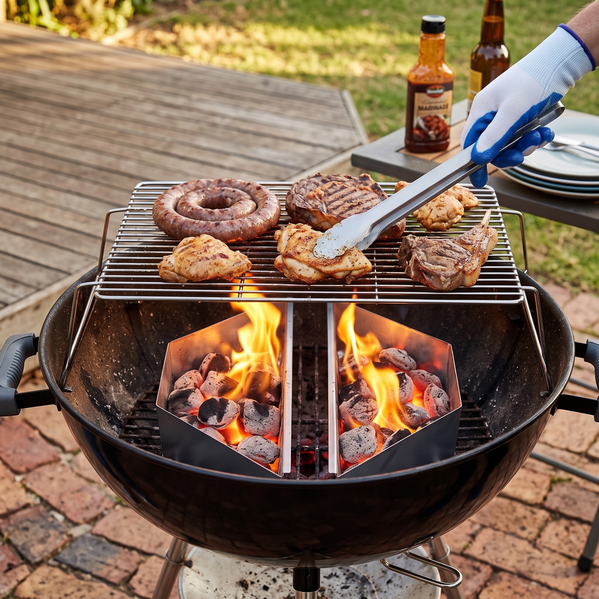 2x Heavy-Duty Charcoal Baskets with Braai Gloves