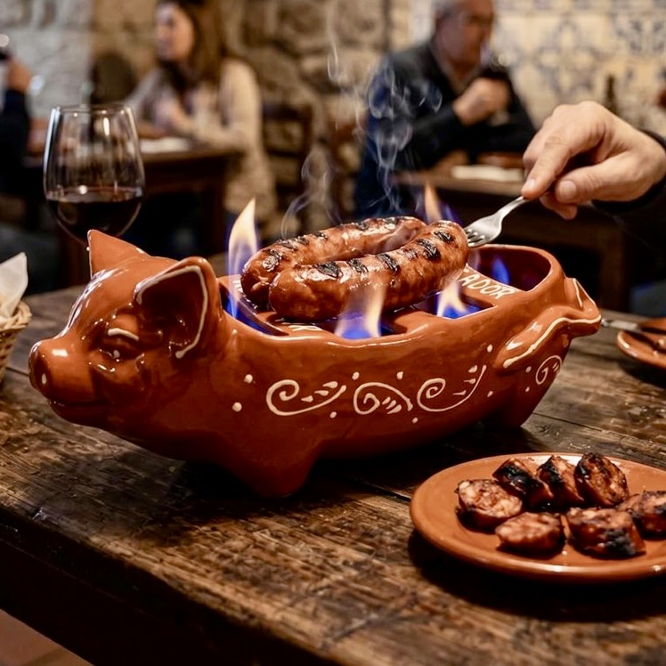Portuguese Traditional Terracotta Pig-Shaped Chouriço Roaster