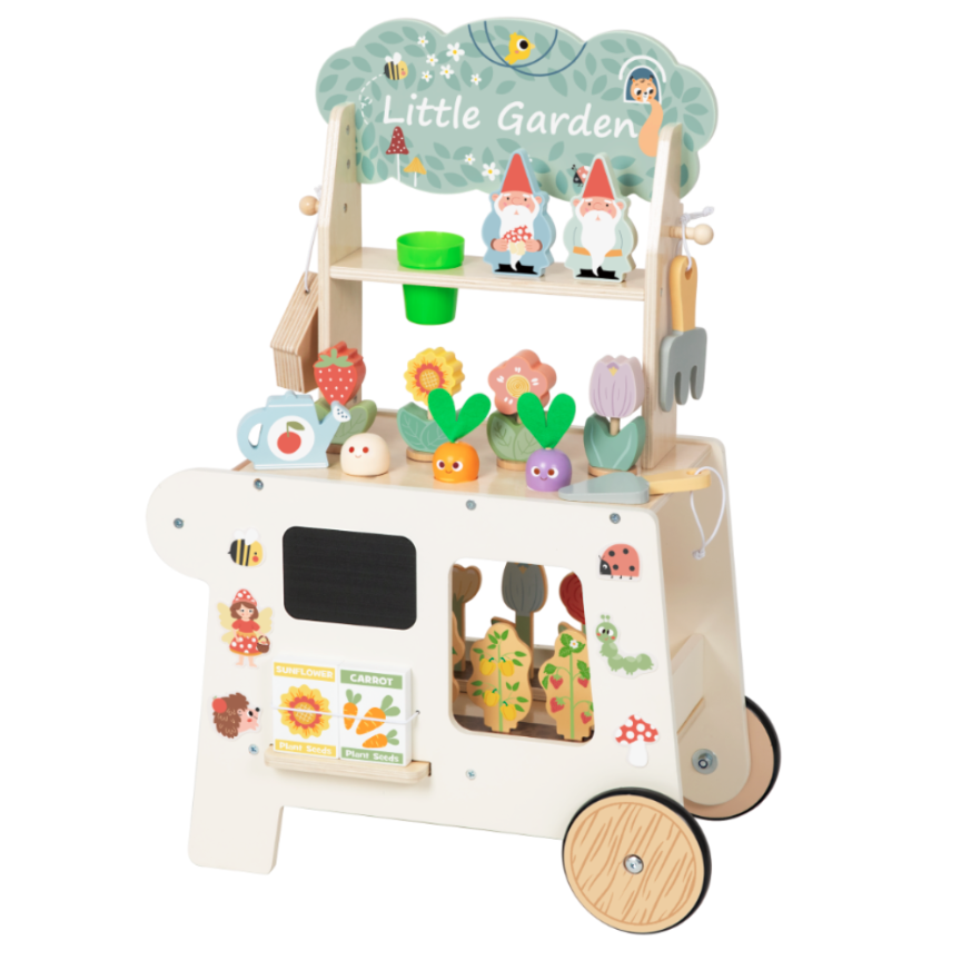 53-Piece Pretend Play Wooden Gardening Cart Set