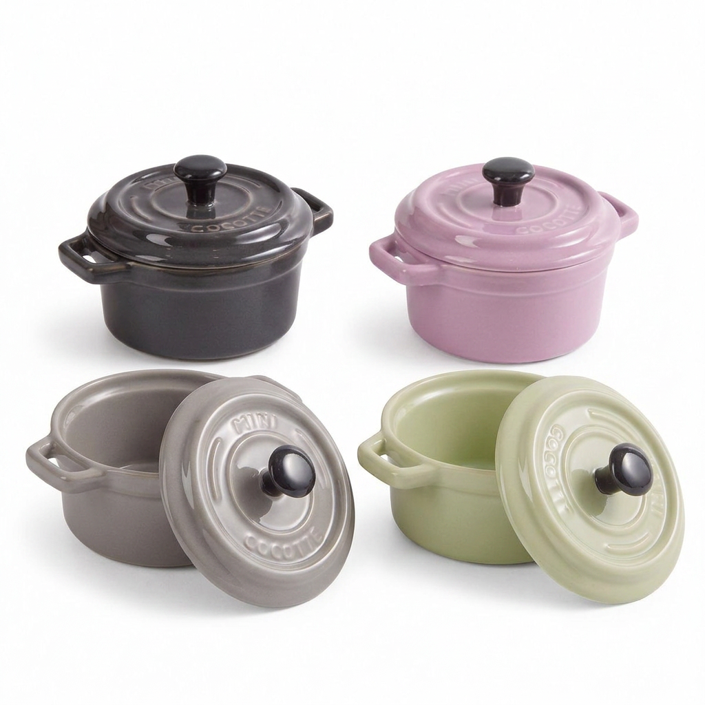 2x 220ml Porcelain Ramekins with Lids