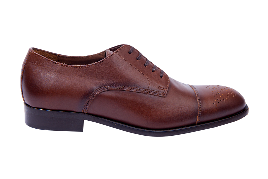 Men's Tan Genuine Leather Brogue Oxford Shoes