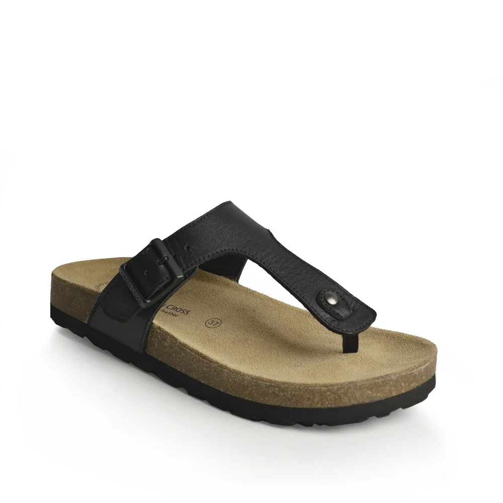 Ladies Genuine Leather Cork Footbed Sandals