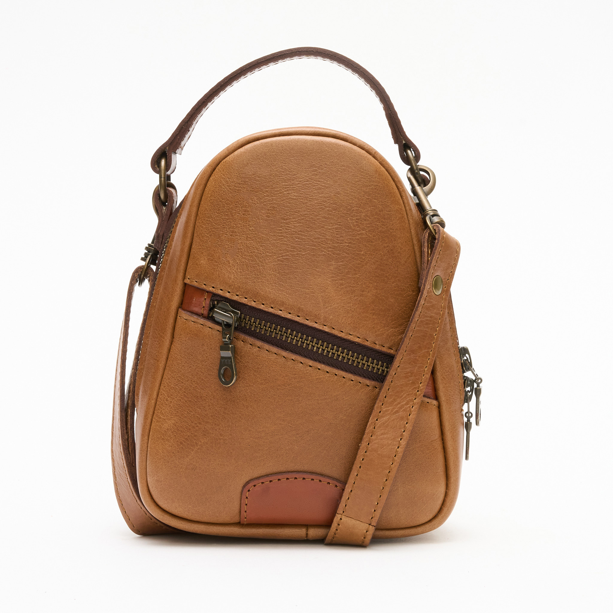 Genuine Leather Teardrop Convertible Crossbody Bag