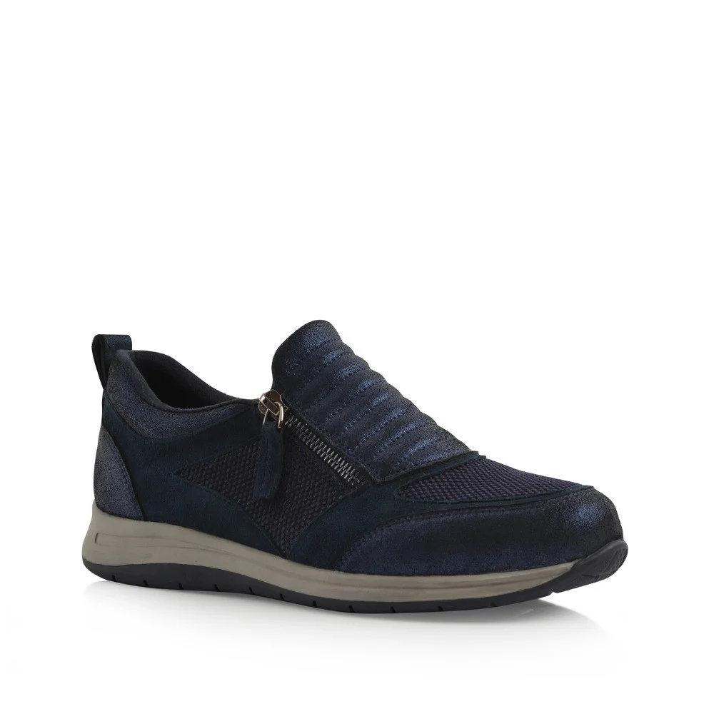 Ladies Genuine Leather Zipper Sneakers