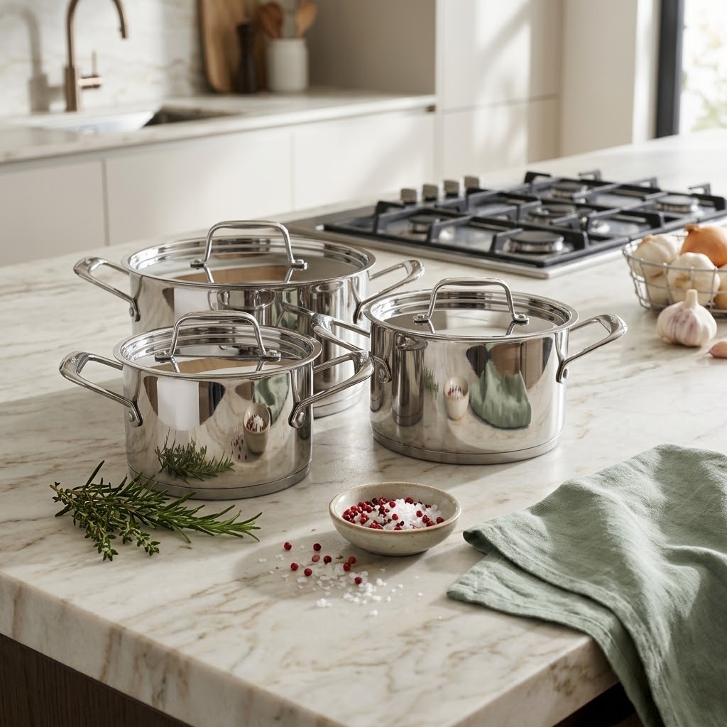 6-Piece Stainless Steel Pot Set