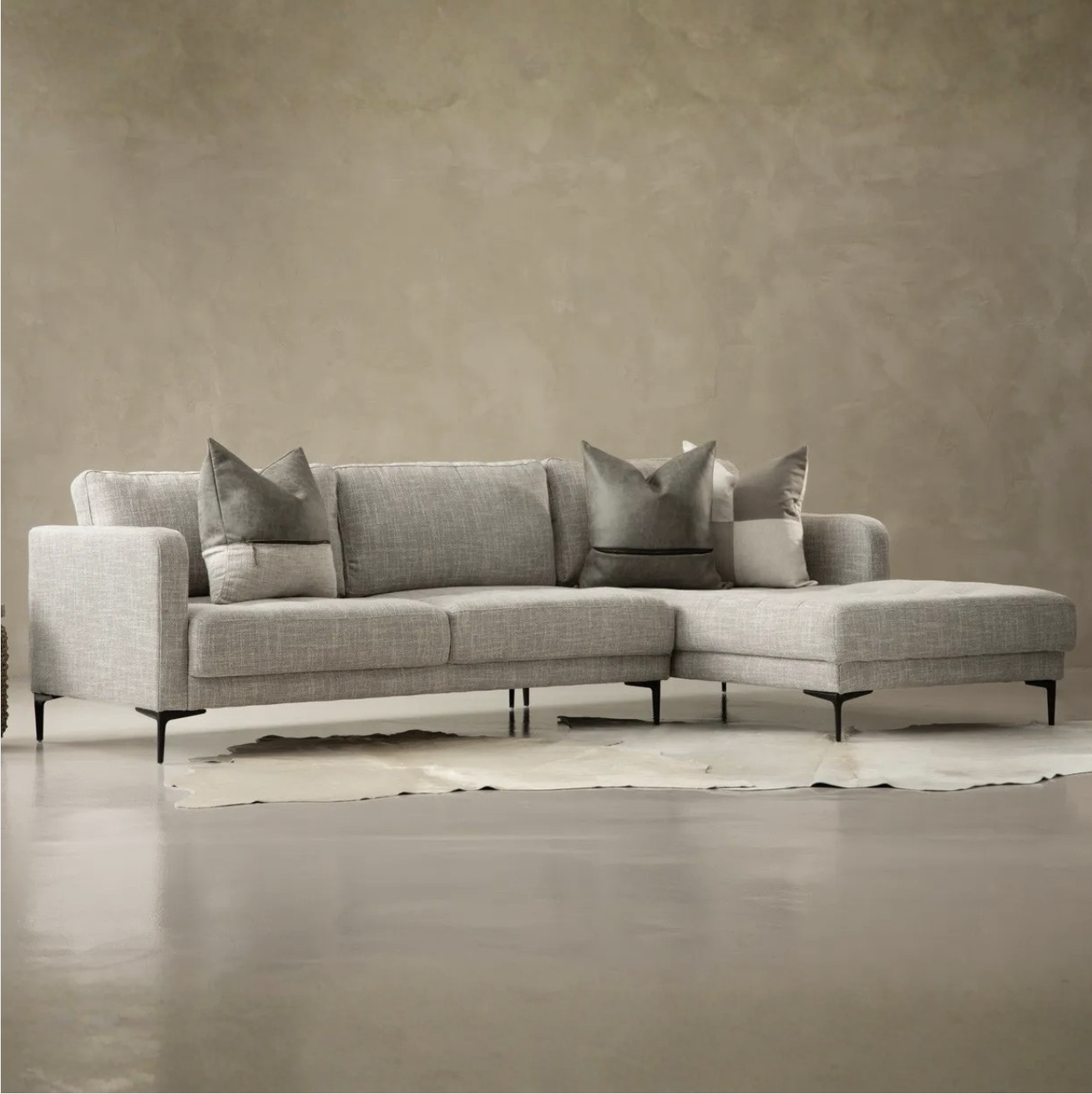 Textured L-Shaped Couch