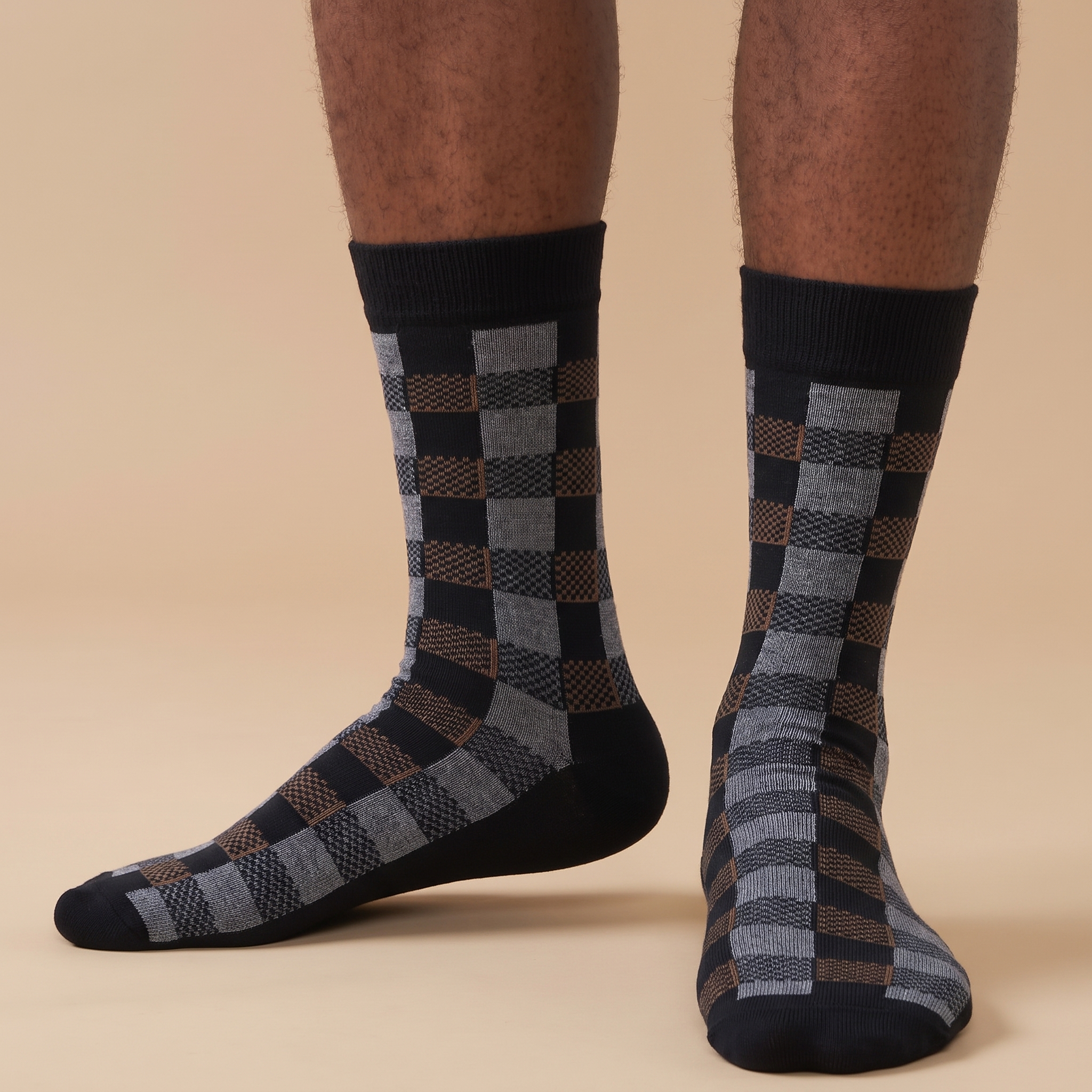 5x Pairs Men's Wrecker Checkered Dress Socks