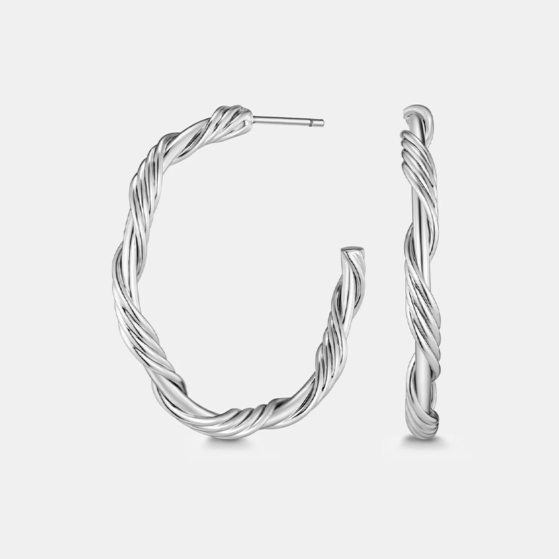 30mm Solar Twist Plated Hoop Earrings
