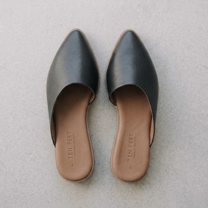 Ladies Genuine Leather Tapered Mules