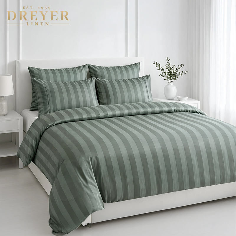 300TC Naples Collection Cotton Sateen Stripe Duvet Cover Set