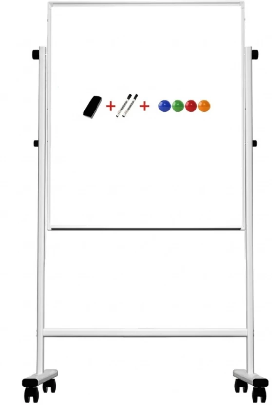 Double Sided Magnetic Whiteboard with 2x Whiteboard Markers, 4x Magnets and Eraser