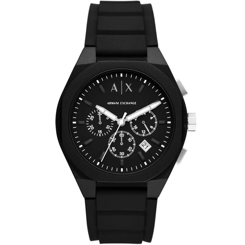 Men's Chronograph Black Silicone Watch