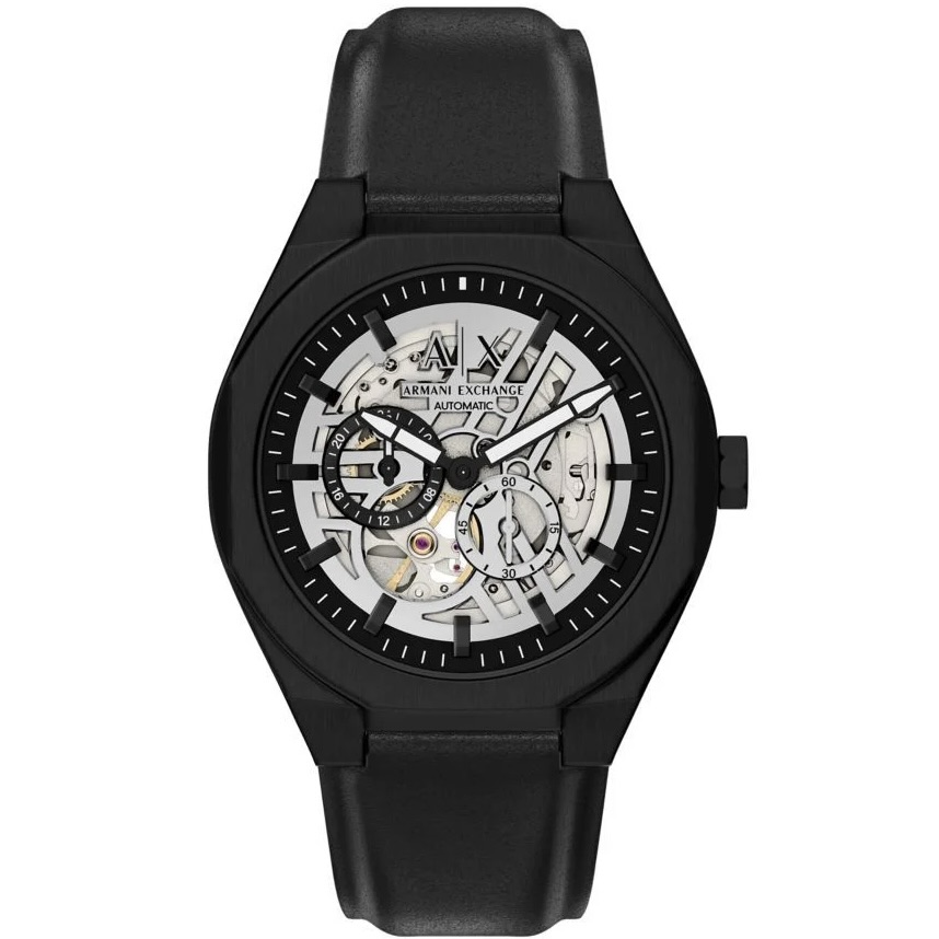 Men's Automatic Black Leather Watch