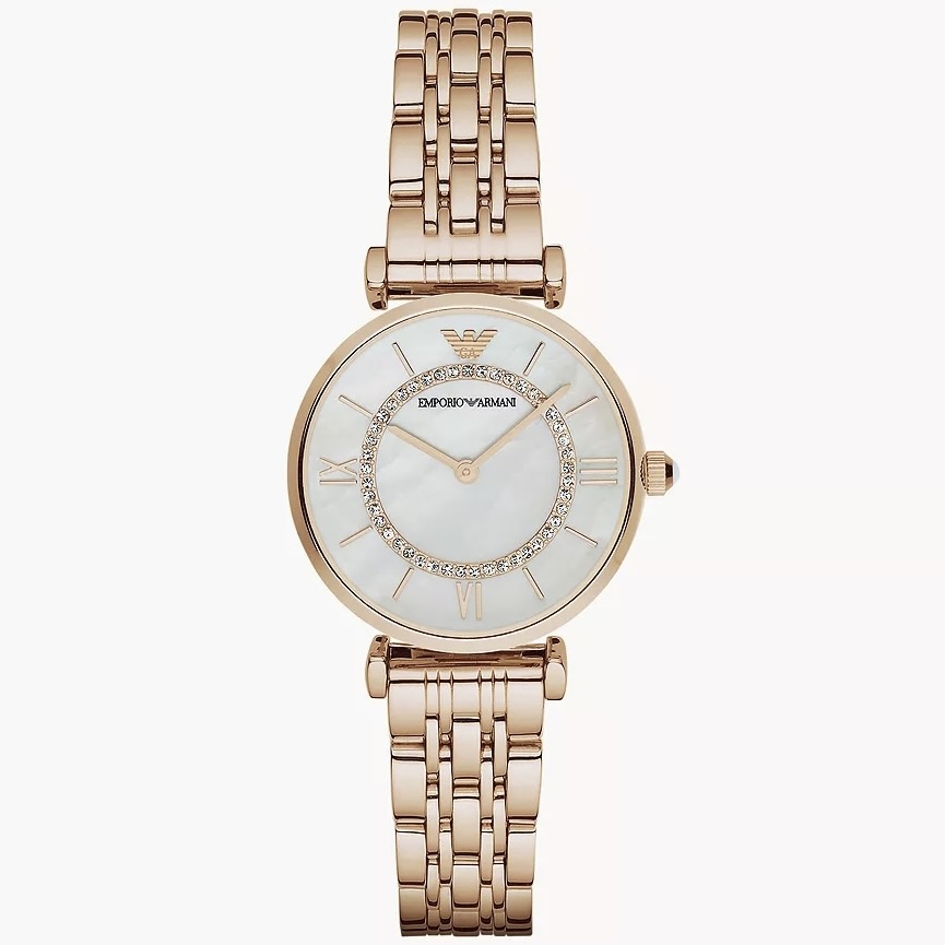 Ladies Two-Hand Rose Gold-Tone Stainless Steel Watch