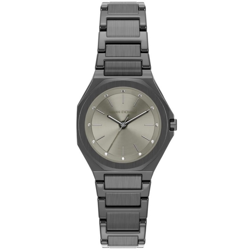 Ladies Three-Hand Gunmetal Stainless Steel Watch