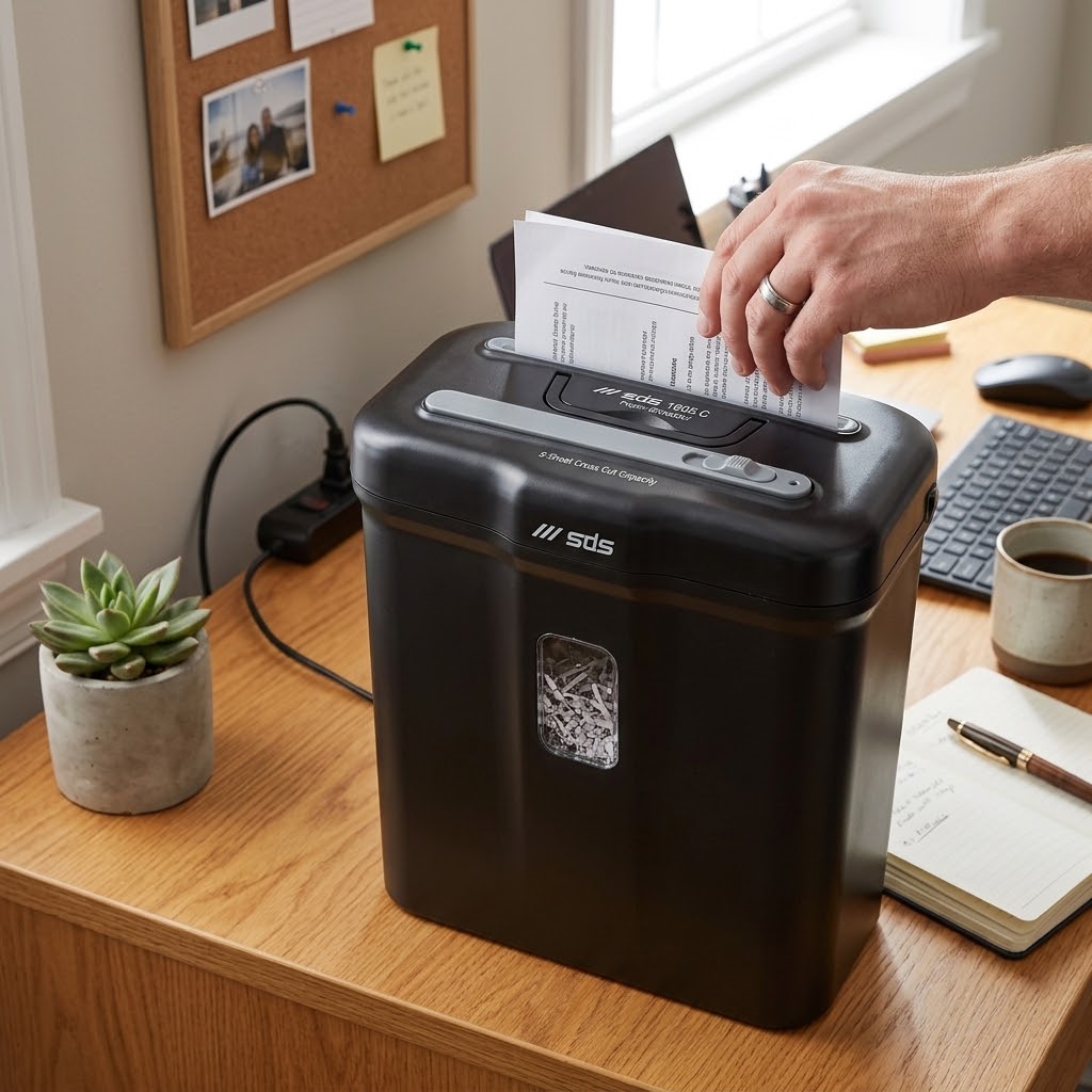 15L 5-Sheet Cross-Cut Paper Shredder (Model: DIN P-3)