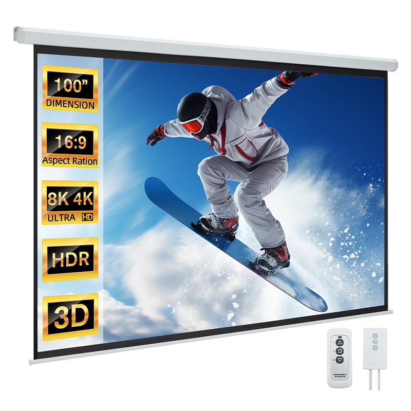 100" Full HD Electric Projector Screen with Remote