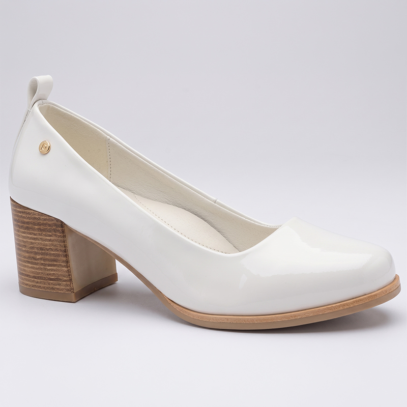 Ladies White Dania Block Heels