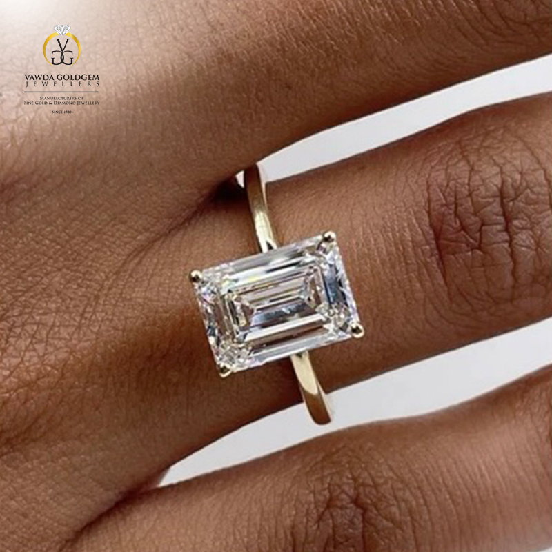 Emerald Shape Lab Grown Diamond Solitaire Ring