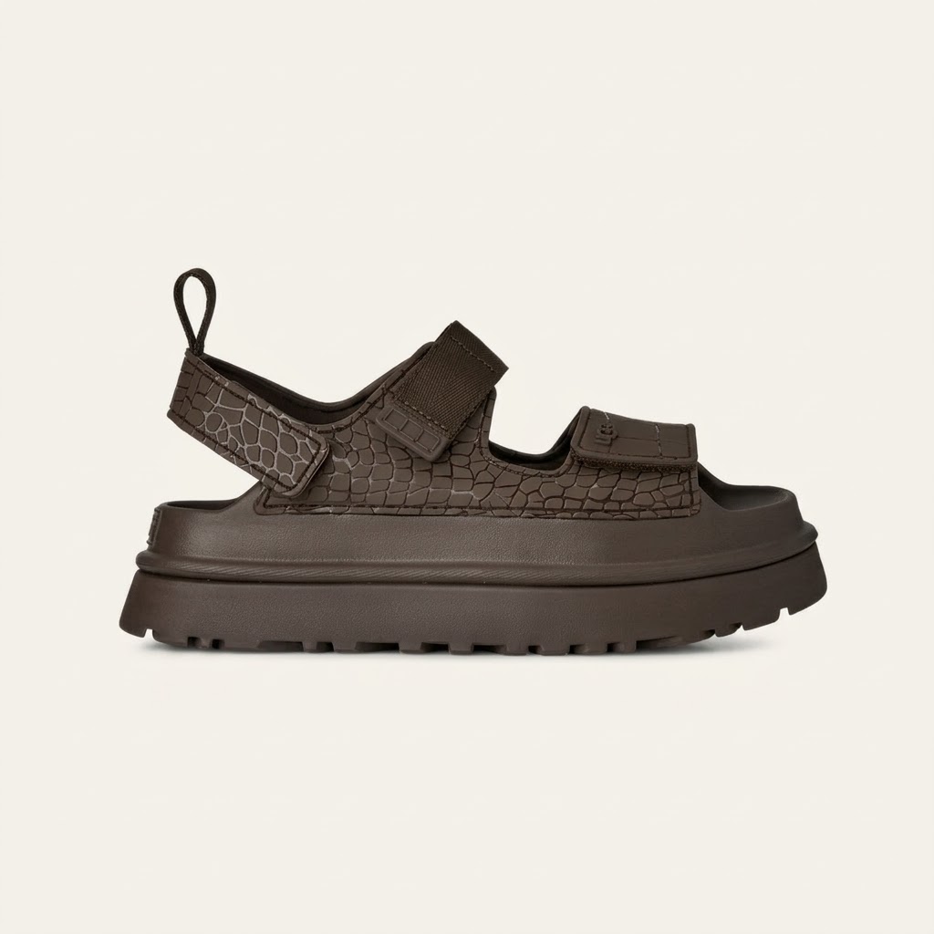 Ladies Embossed Dense Smoke Golden Glow Slides