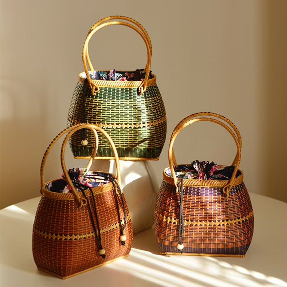 Ladies Hand-Woven Basket Handbag