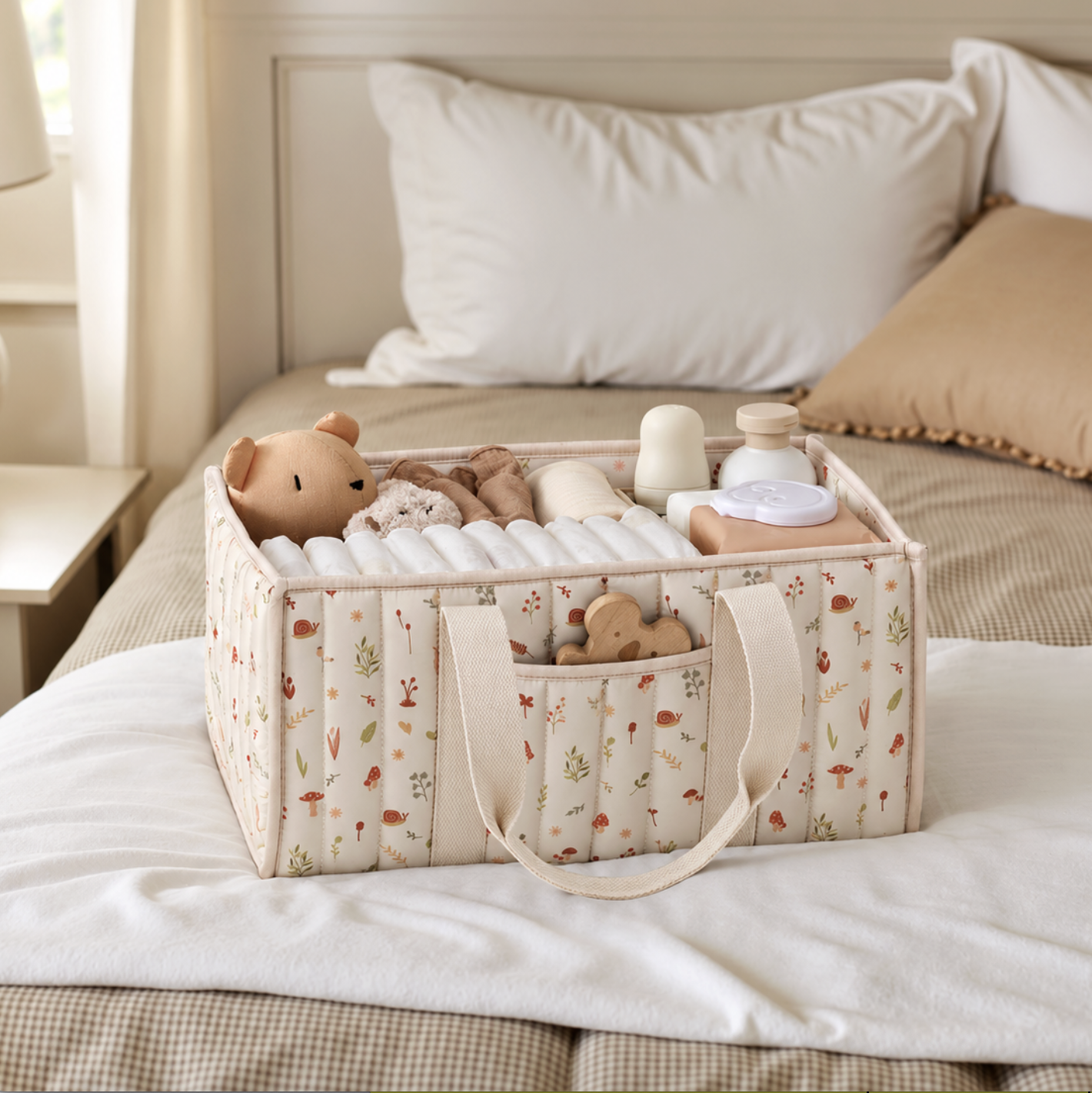 Water-Resistant Baby Caddy Organiser with Adjustable Dividers