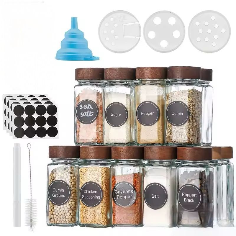 12-Piece Glass Spice Jar Set with Accessories