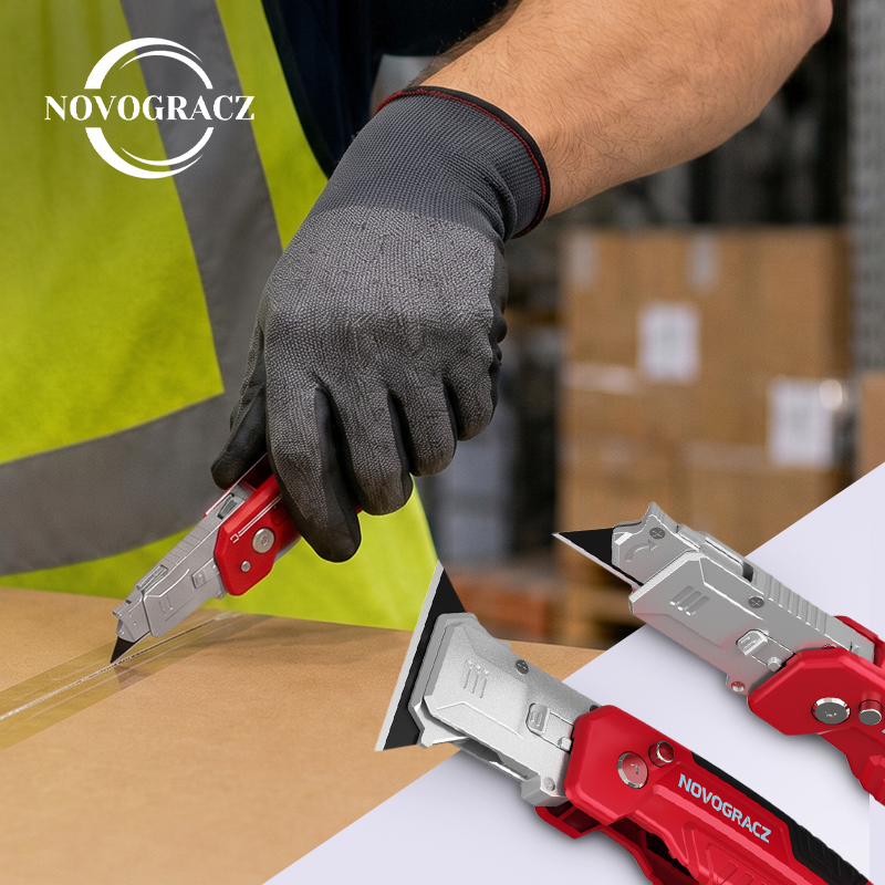 2-in-1 Folding Utility Knife and Scraper with Spare Blades