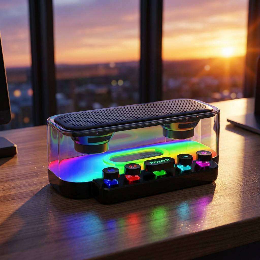 RGB Lights Bluetooth Wireless Dual Speaker with FM Radio and SD Card Slot