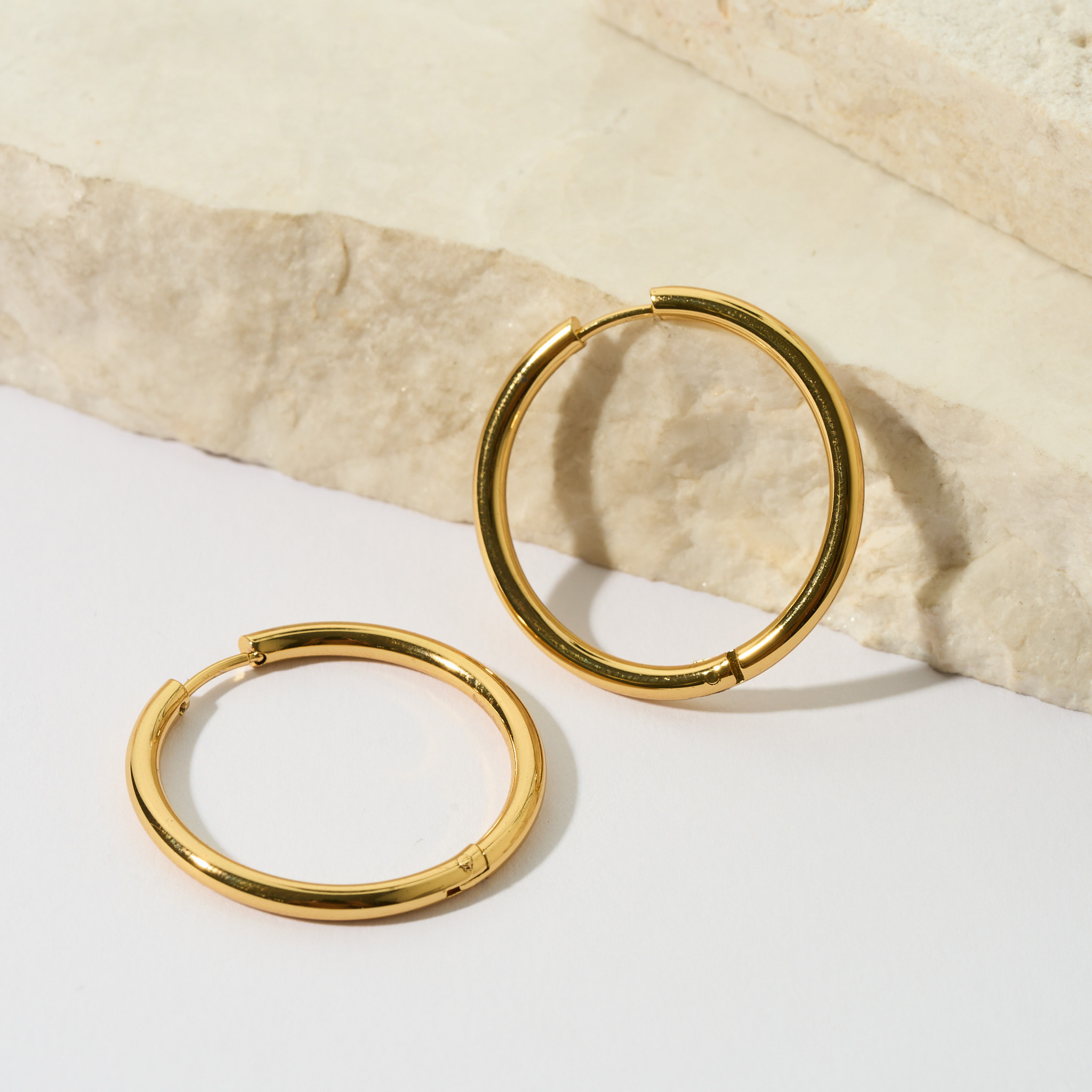 Ladies Gold-Plated Classic Hoop Earrings