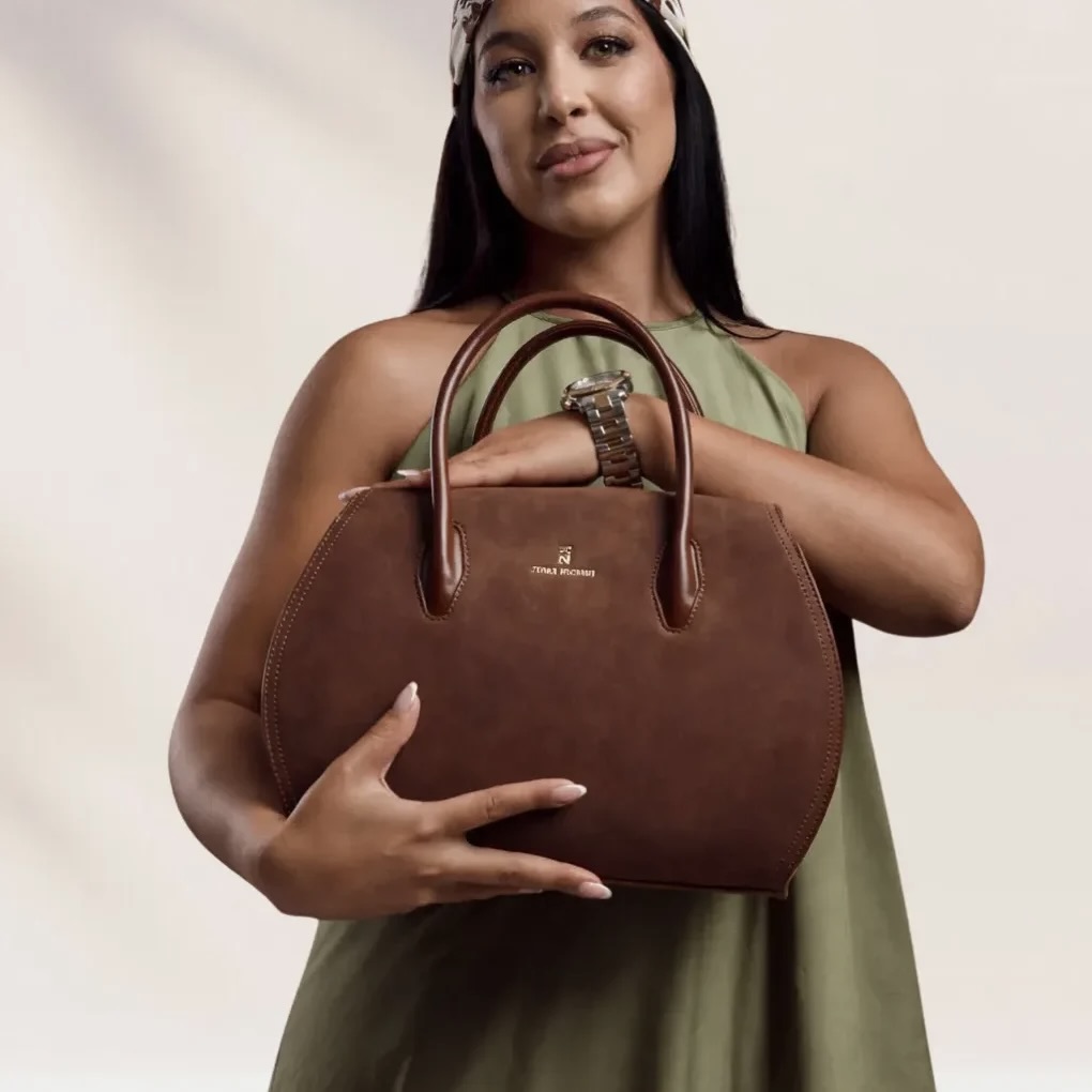 Ladies Suede Bowler Bag