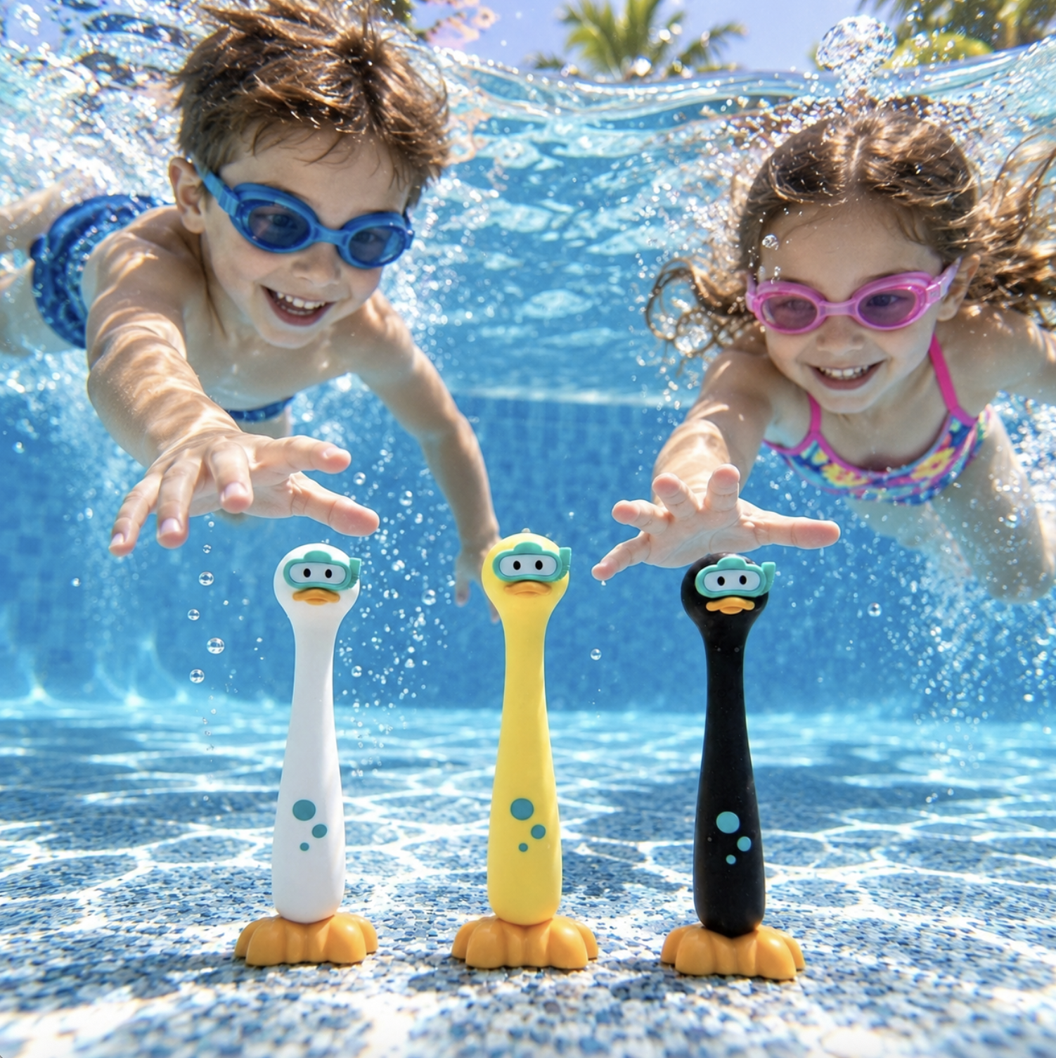 3x Catch-the-Duck Diving Pool Toys