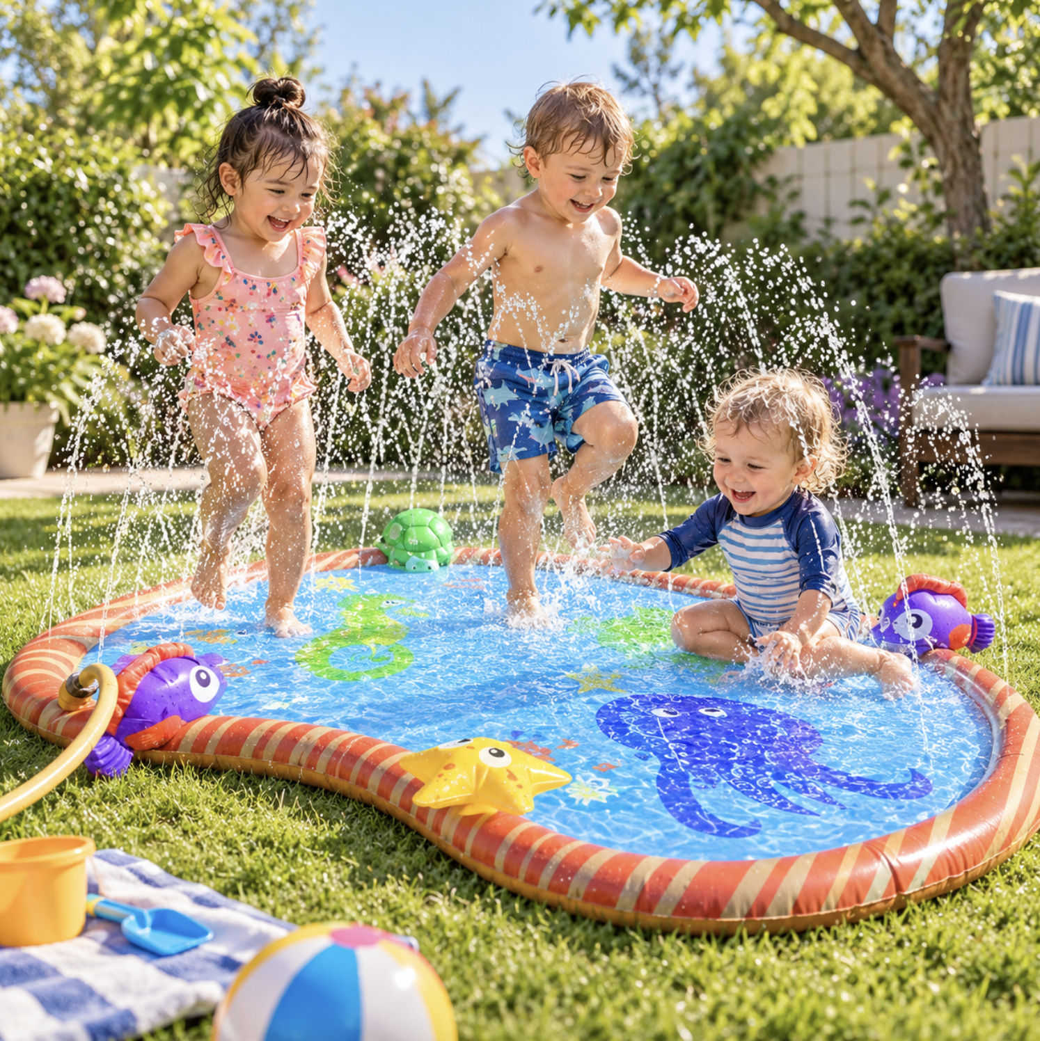 Ocean-Themed Sprinkler Play Pad