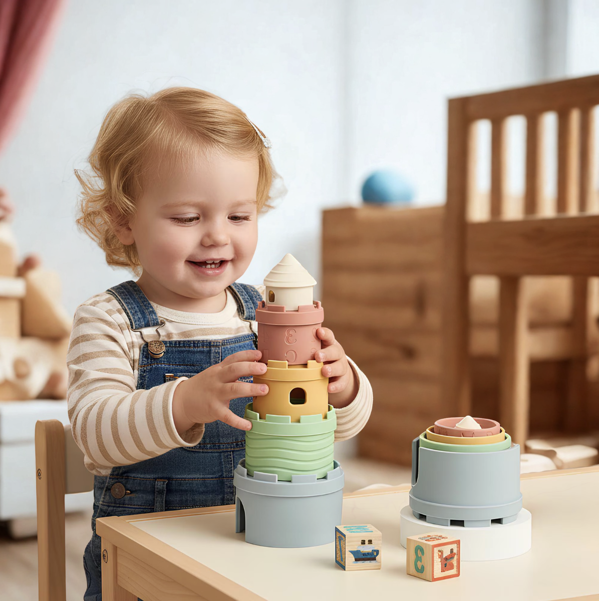 5-Piece Silicone Stacking Toy Castle Set