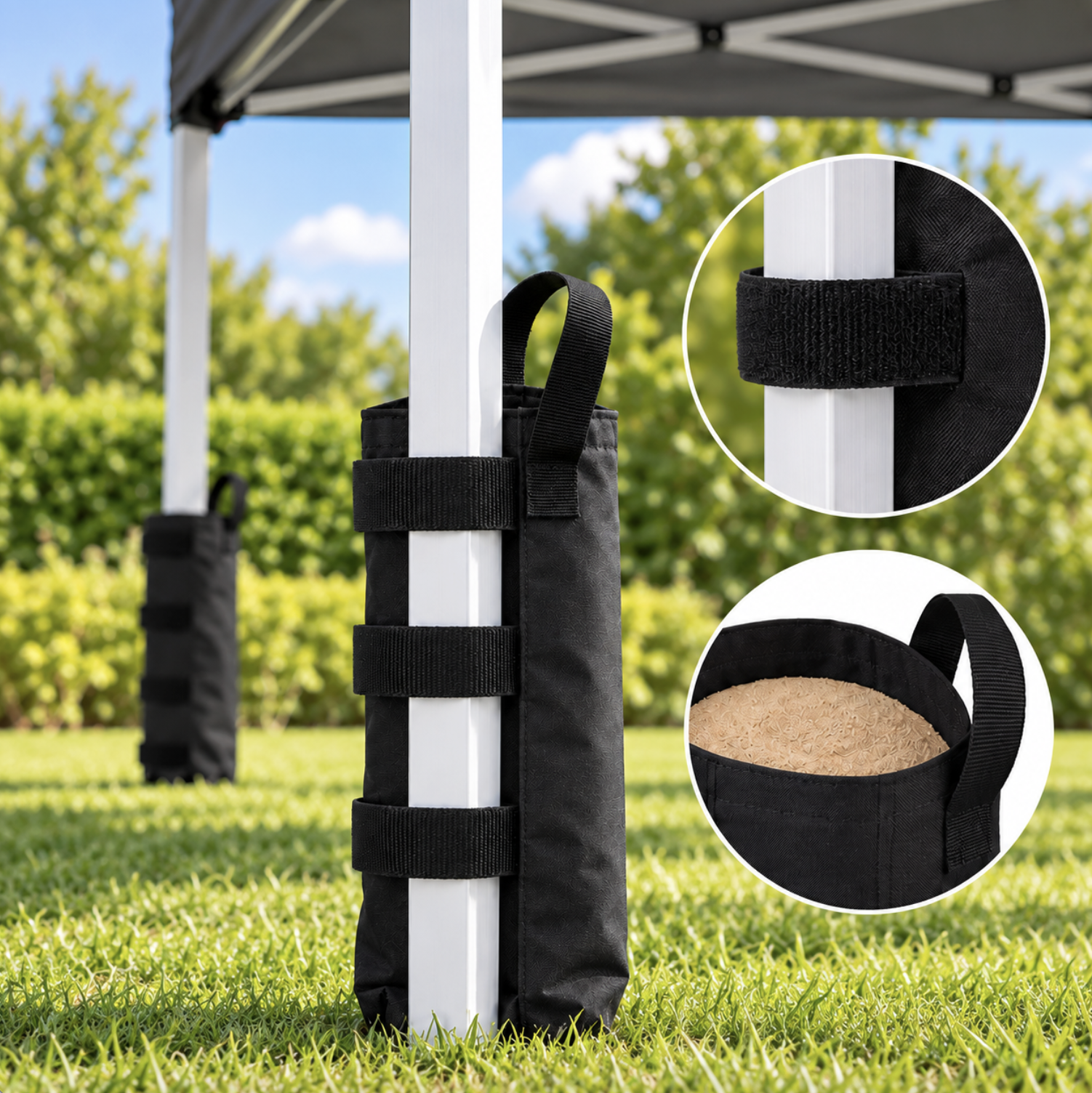 4x Multi-Functional Gazebo Sandbag Weights with Hook and Loop Straps