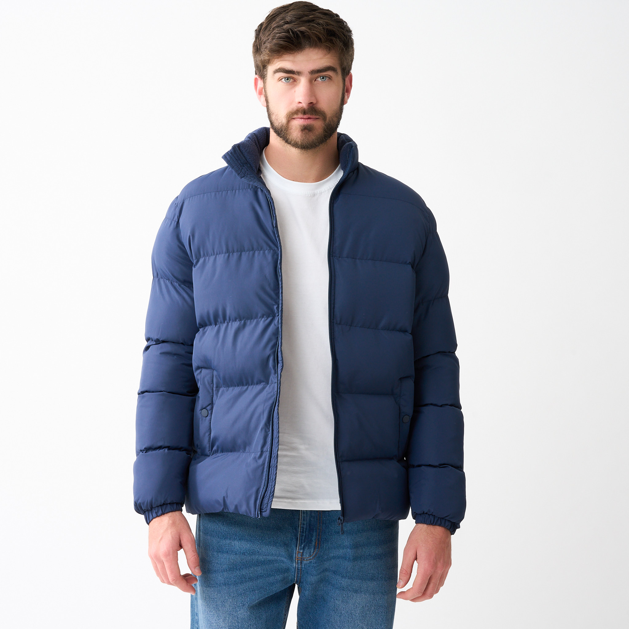 Men's Padded Puffer Jacket with Removable Hood