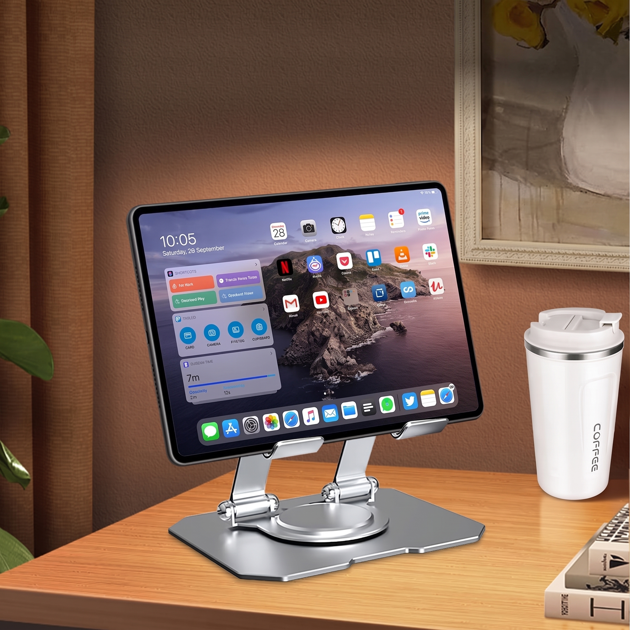 360° Rotating Base Foldable Adjustable Tablet Stand