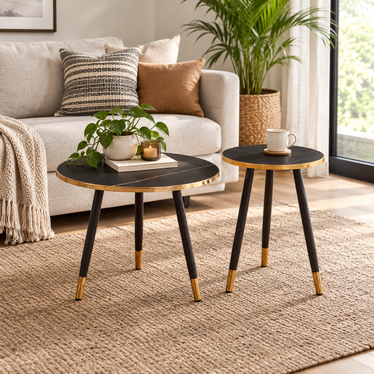 2-Piece Marble Diana Coffee Table Set