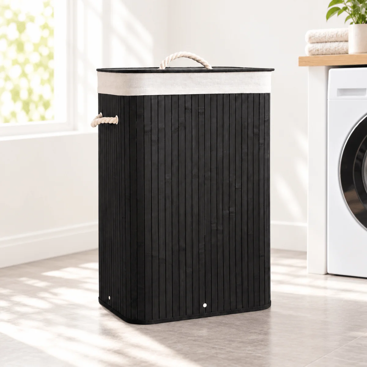 60L Foldable Bamboo Laundry Basket