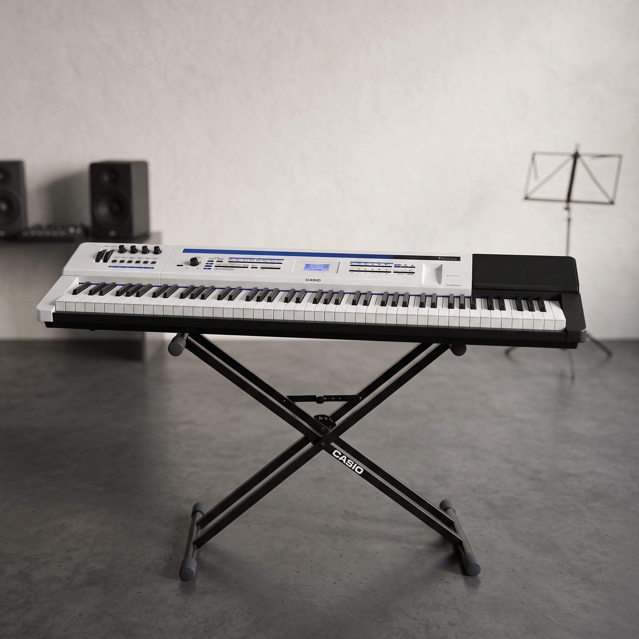 88-Key Digital Stage Piano and Synthesizer Keyboard with Single Braced Stand (Model: PX-5SWE)