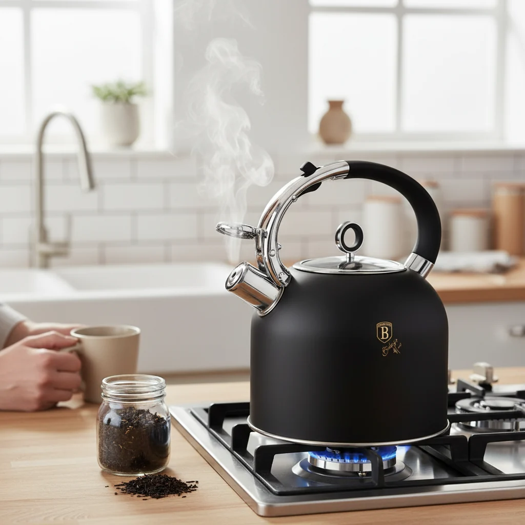 3L Stainless Steel Kettle with Glass Lid