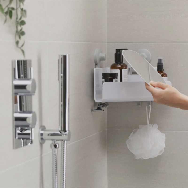 EasyStore™ Corner Shower Shelf with Removable Mirror